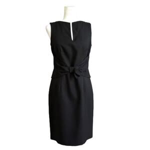 David Meister Dress Black Sleeveless Bow Waist Sheath Cocktail Dress Size 4